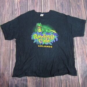 Vintage Rainforest Cafe Orlando Shirt Mens XL Black Iggy‎ Frog Made USA 90s